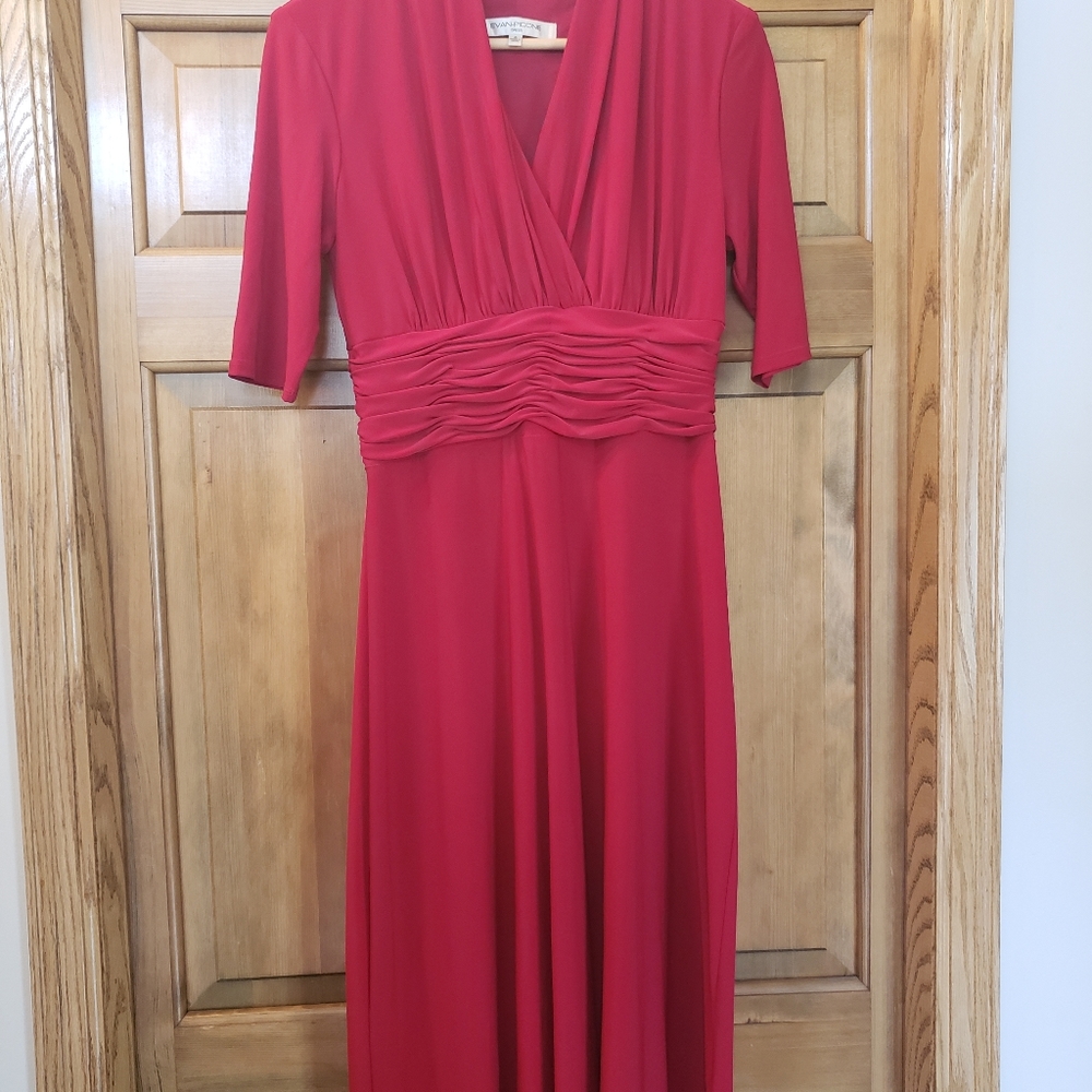 Vintage Evan Picone Red Midi Dress 3/4 sleeve
